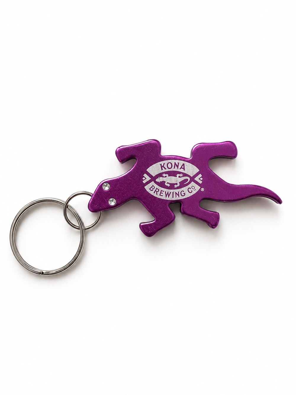Kona Brewing Co Purple Metal Bottle Opener Keychain Gecko Beer Collectible